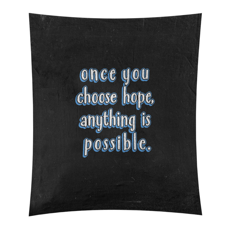 Tapisserie tableau noir en polyester, citation d’espoir, H 104 po x l 88 po, Bleu