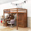 Lit mezzanine avec bureau en L, garde-robe, escalier de rangement et station de recharge USB-1857485006