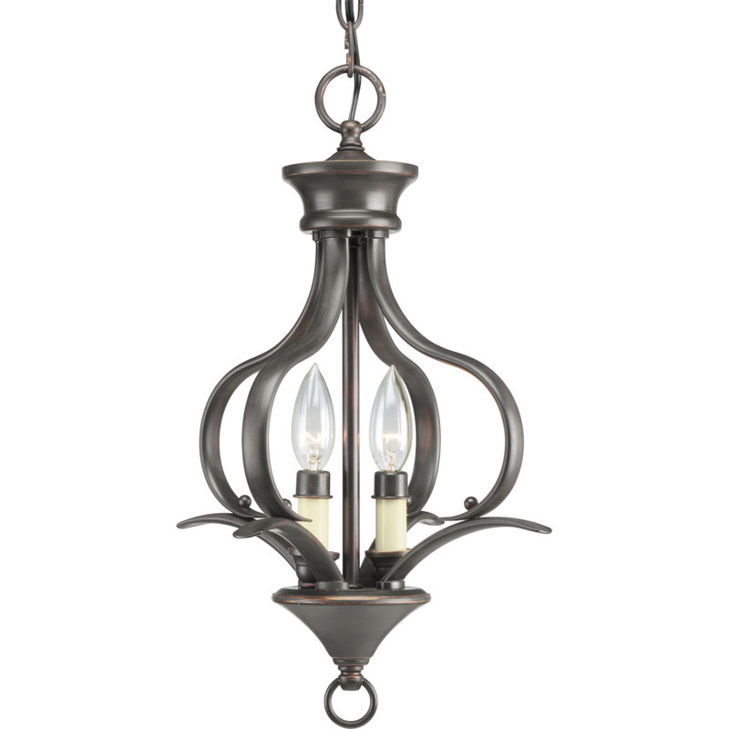 Luminaire suspendu géométrique à 2 lumières Wanette, Bronze antique