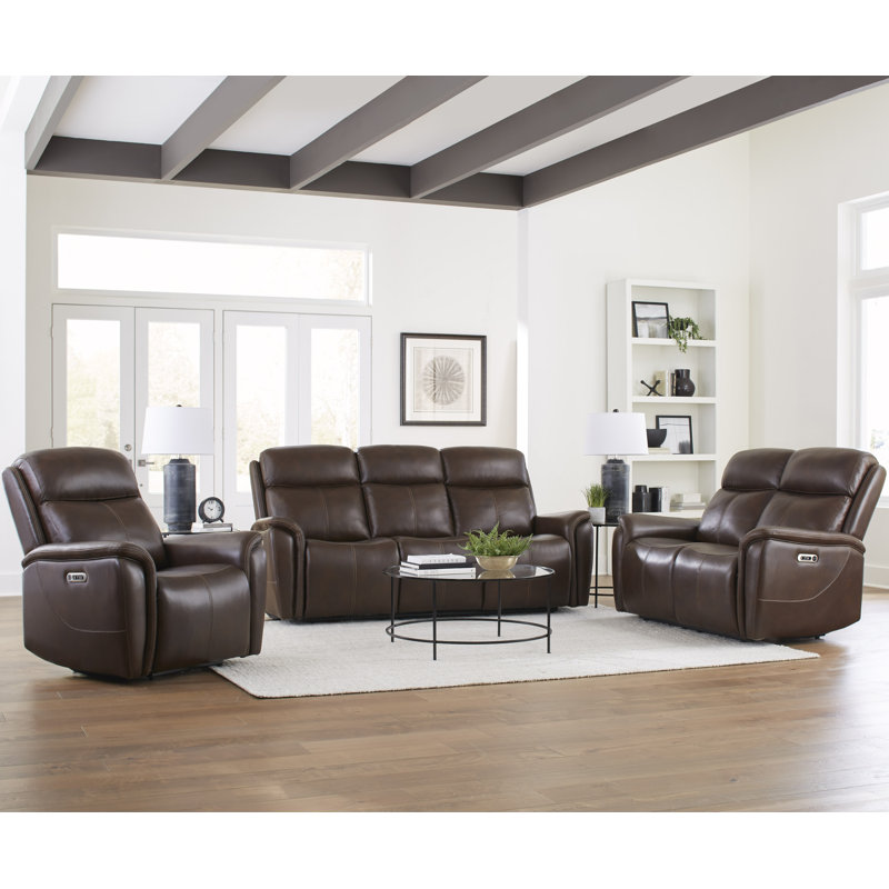 Causeuse et fauteuil inclinable électrique Allysia, Auburn, 3 pièces: canapé, causeuse, fauteuil inclinable