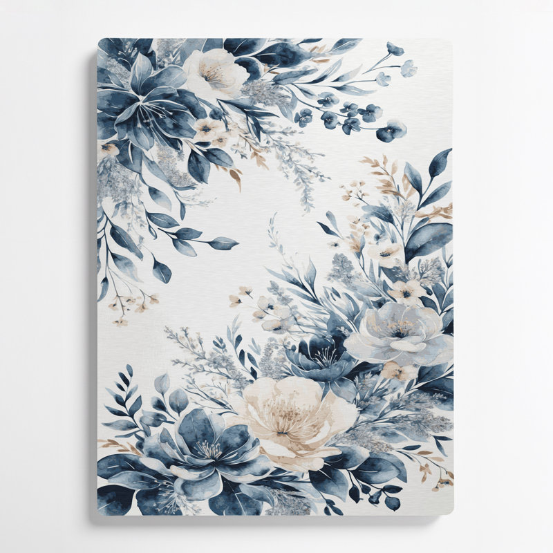 Aquarelle florale 66, art mural en métal beige, H 30 po x l 20 po
