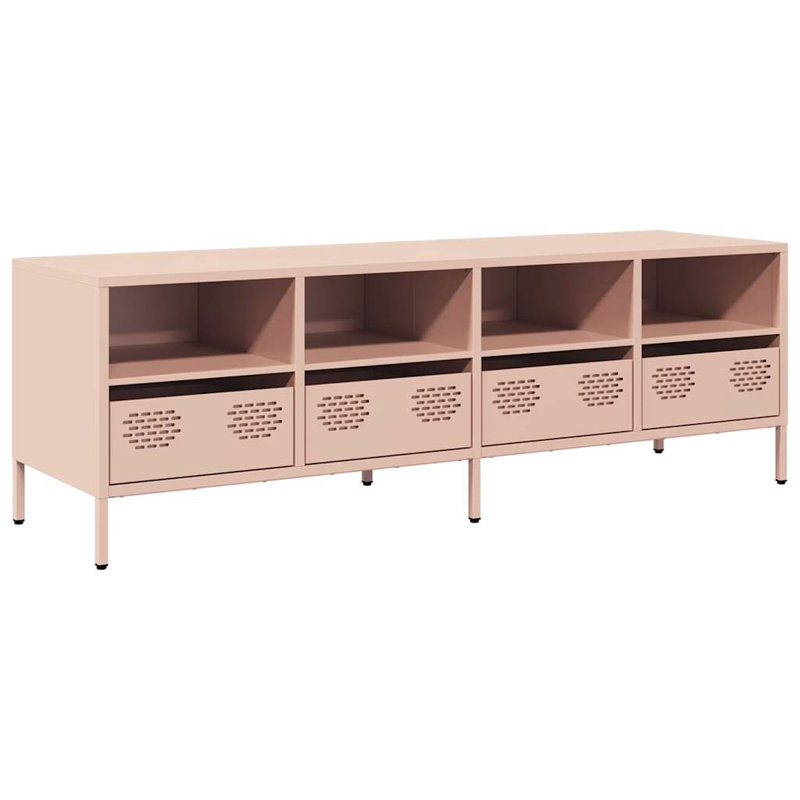 Daumantas Unfinished TV Stand for TVs up to 24", Antique pink and pink