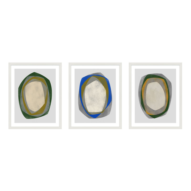 Geode 1-3 Painting by Jacques Pilon, 50" H x 40" W, White Framed
