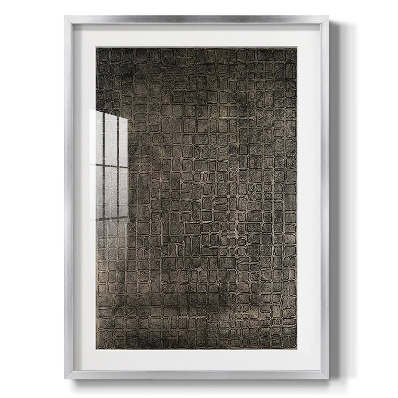 " Lattice Luster III ", White, Silver Framed Paper