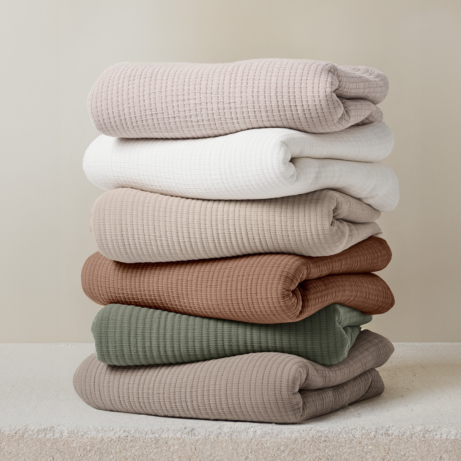 Cotton Gauze Coverlet Set, Terracotta Clay, King Quilt + 2 King Shams