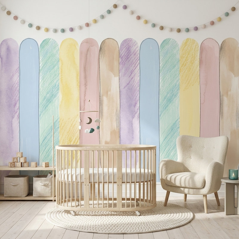 Papier peint blanc sur fond blanc, 100 po x 96 po, Peler et coller