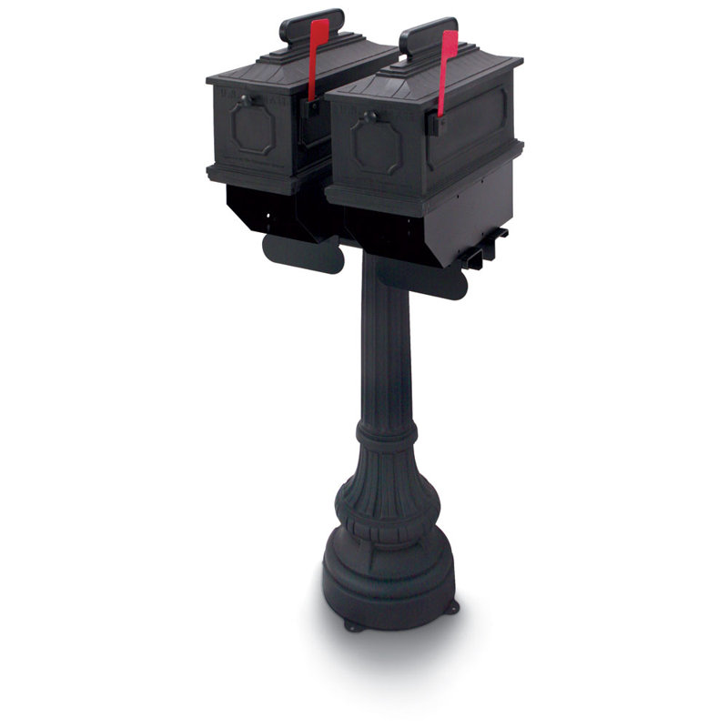 Mailbox with Post Included, Black, Black