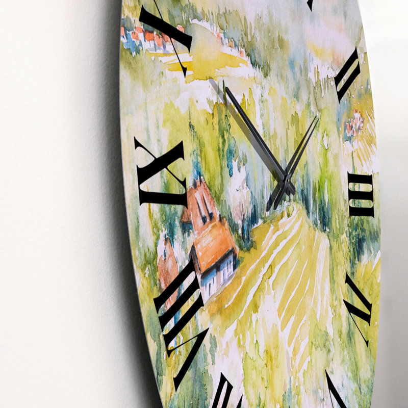 Paysage italien aux couleurs pastel - Horloge murale, Petit