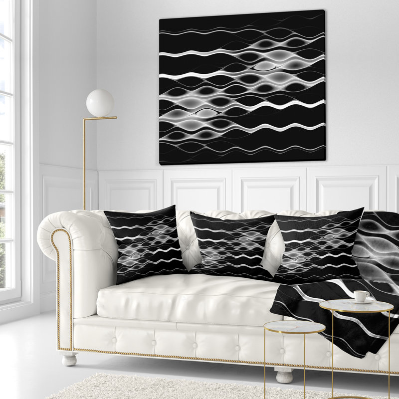 Motif de vagues blanches - motif abstrait à motif abstrait, 18 po x 18 po, Coussin décoratif