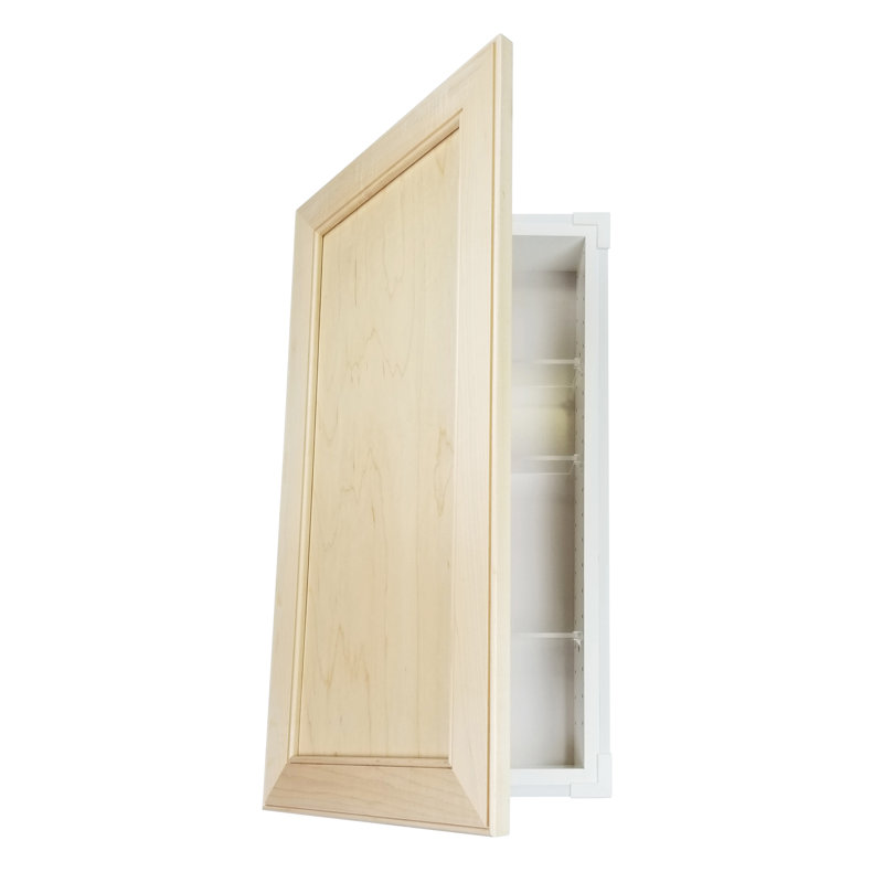 14" W x 22" H x 3.5" D Solid Wood Wall Mounted Bathroom Cabinet, Unfinished Wood, 14" W x 24" H x 3.5" D