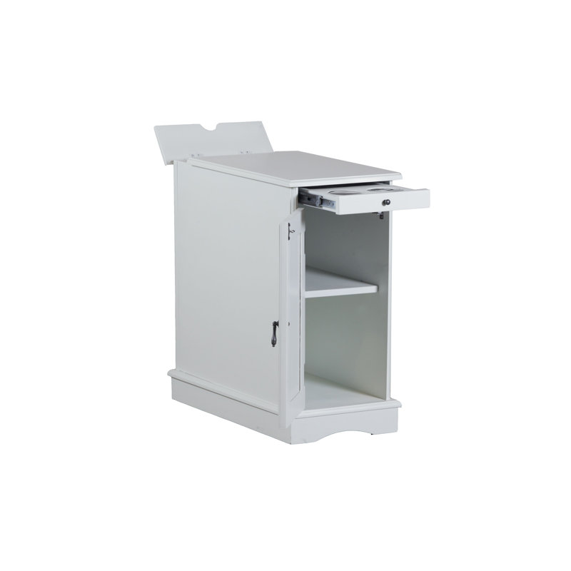 Bankhead 24'' Tall Storage End Table with Built-In Charging Station, White