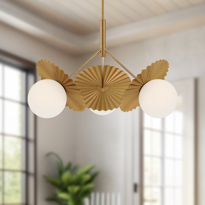 Lustre à 3 lumières Laki, Or brossé, H 20,88 po x l 33,63 po x P 33,63 po