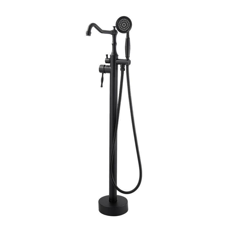 Robinet pour baignoire autoportant à bain d'huile, autoportant, Noir mat
