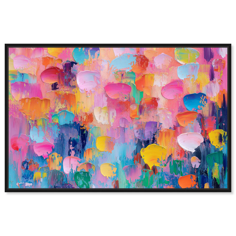 Art, art floral, fleurs abstraites, III, H 11 po x l 16 po, Cadre flottant noir
