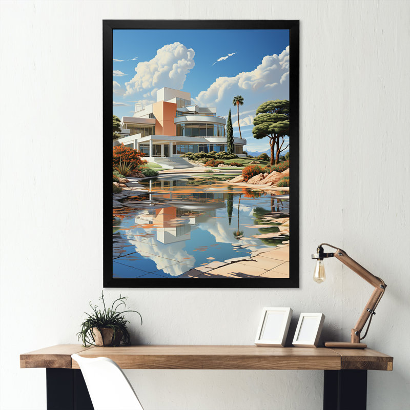 "Country clubs sunrise architecture" sur toile, Cadre simple noir, H 32 po x l 16 po x P 1 po