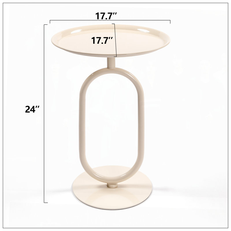Coffee Table for Living Room, Cream White, 24" H x 17.7" L x 17.7" W