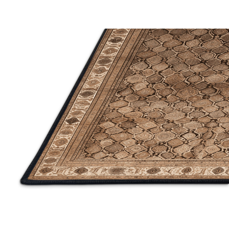 Machine Washable Persian Brown Area Rug, Runner 2' x 5'