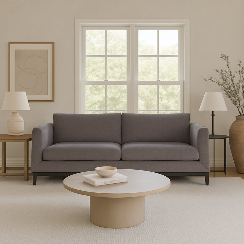 La Roux Sofa, Gray Chenille, Black