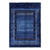 Navy Blue Fine Hand knotted Persian Gabbeh 4'11'' X 6'11''