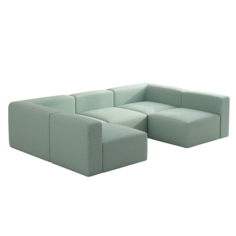 Canapé-lit modulaire modulaire, Molleton vert clair