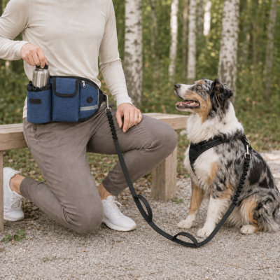 Sac de taille mains libres pour chien avec laisse, ceinture de course multifonctionnelle pour animaux de compagnie