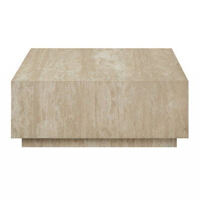 Lavaris Square Coffee Table in Beige Travertine by Hokku Designs