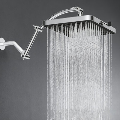13'' High Pressure Rainfall Square 5 Spray Mode Showerhead With 16" Shower Head Extension Arm