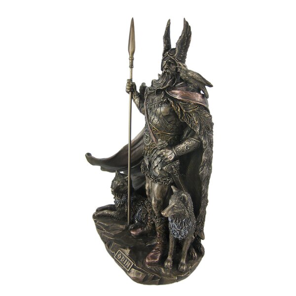 9 Odin Bust with Ravens Viking Norse Mythology God Statue Bronze