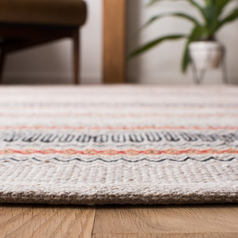 Annia Hand Woven Cotton Striped Rug, Rectangle 3' x 5'