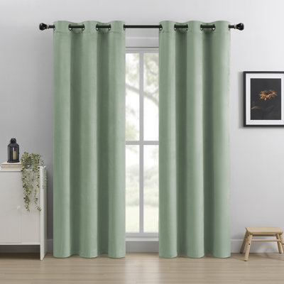 Deavion Velvet Solid Color Metal Grommets Room Darkening Curtain Panels