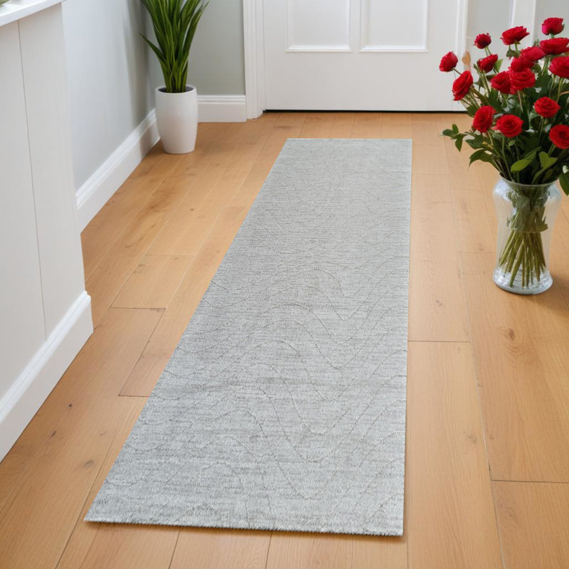 Tapis de couloir gris antidérapant 8 pi