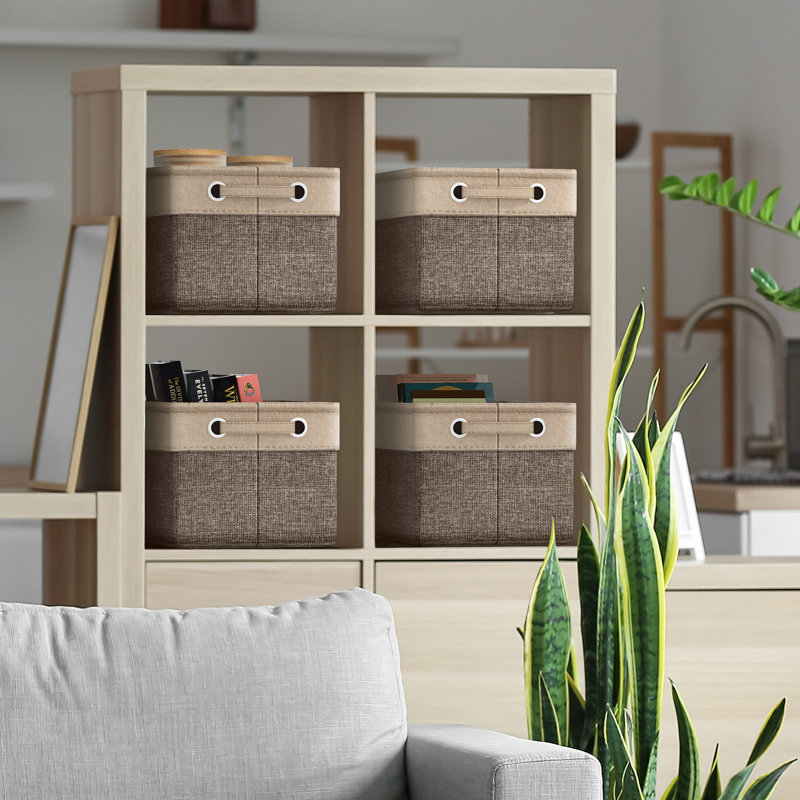 Bacs de rangement en tissu Sorbus pour tablettes 15 po, Beige/brun