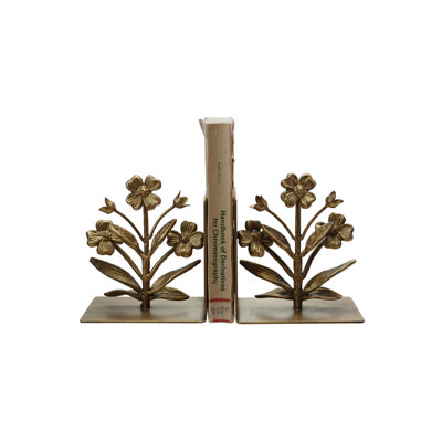 2-Piece Cast Metal Flower Bookends