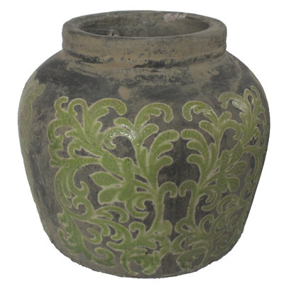 Vase en terre cuite vert / gris