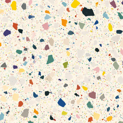 Papier peint pelez et collez Terrazzo coloré vibrant avec des formes de contact neutre Papier peint amovible auto-adhésif mural pour armoires de cuisine de chambre à coucher 17,7 po x 118 po