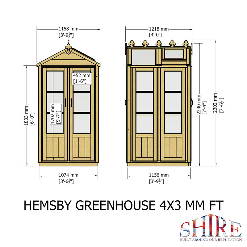 4 Ft W x 4 Ft D Hemsby Greenhouse