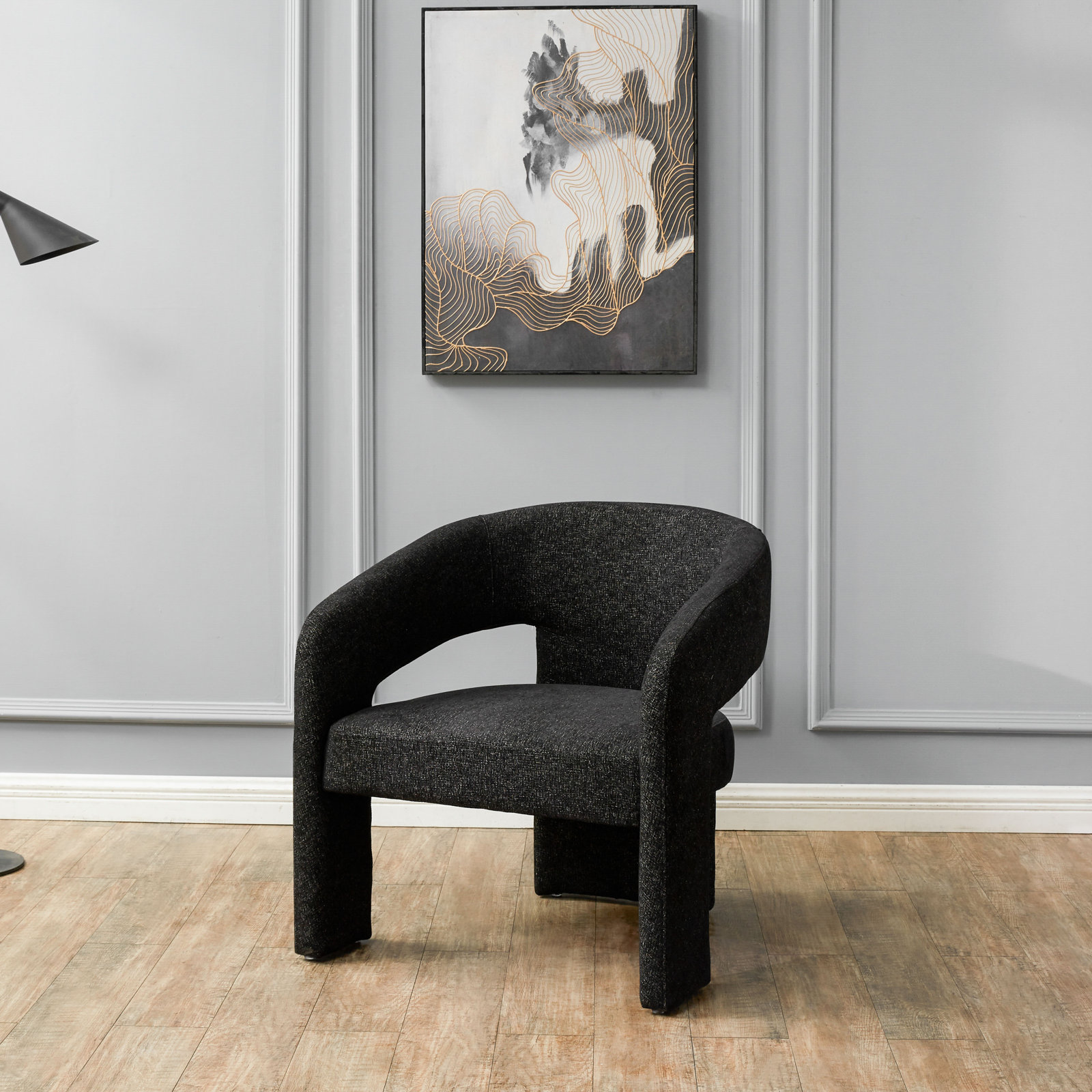 Ashlyn Linen Armchair, Black Linen