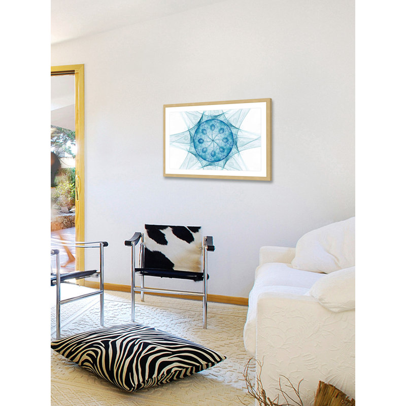 Blue Abstract Print on Canvas with Natural Frame