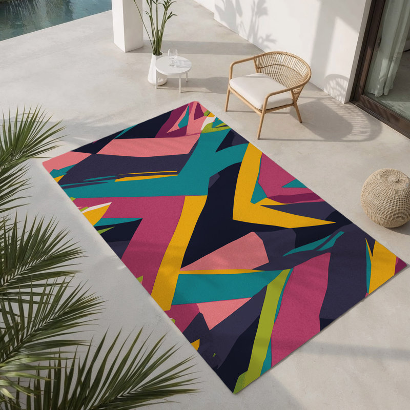 Tapis intérieur et extérieur Glitch Mirage, Rectangle 1 pi 6 po x 2 pi 6 po