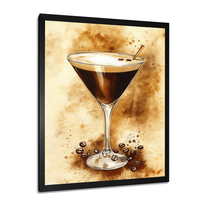 L'heure de l'espresso Martini - Tableau encadré marron, 32" H x 24" W, Cadre photo noir