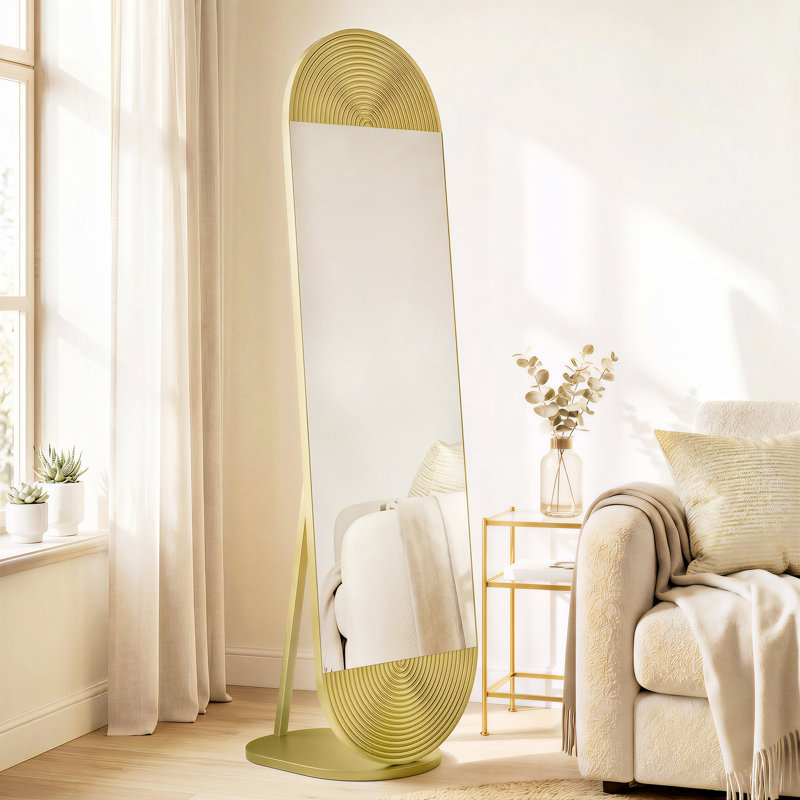 Metal Wavy Floor Mirror