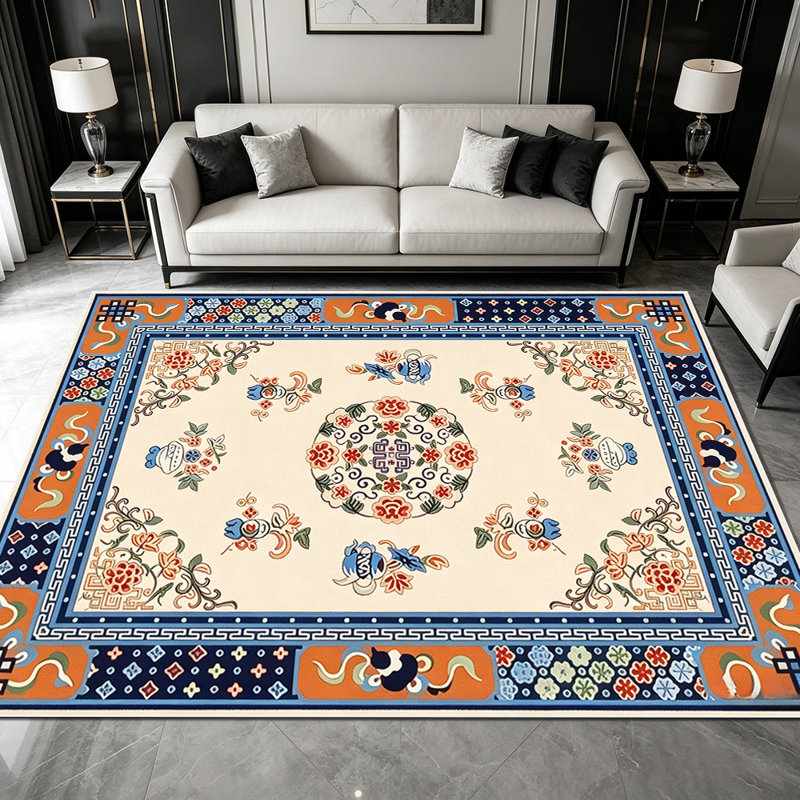 1PC Vintage Persian Bohemian Floral area rugs for Living Room, Soft and Comfortable, Suitable for all seasons, easy-to-maintain, machine washable Indoor floor mat, Under Table Farmhouse suitable for dining table, bedroom, entryway, kitchen, home