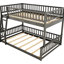 Lit double superposé au-dessus d'un grand lit double en gris - Répond à vos besoins en matière d'économie d'espace et garantit un mobilier de chambre à coucher de longue durée