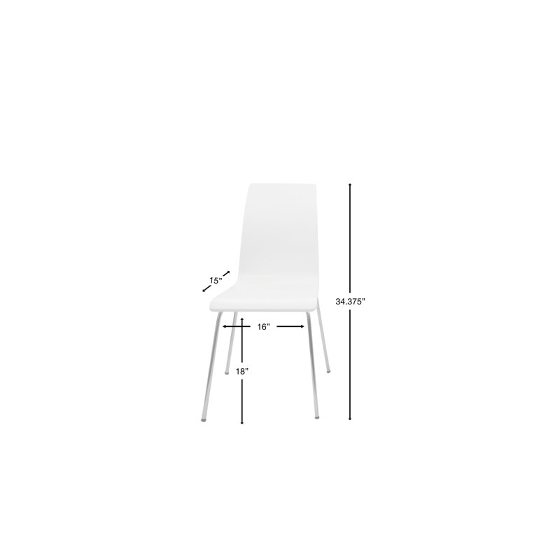 Kayman 18'' H Side Chair, White, Chrome
