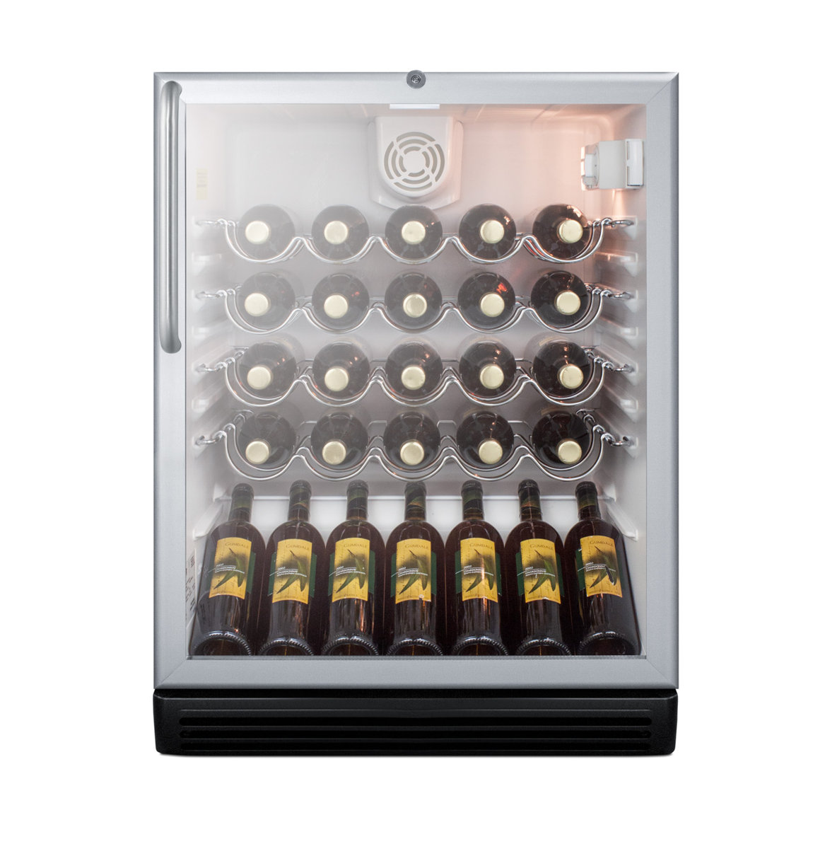Summit Appliance Single Zone 23.63'' Freestanding 36 Bottle Wine Refrigerator with Reversible Door | Fridge.com