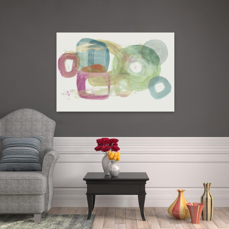 Art moderne géométrique abstrait délicat, H 32 po x l 48 po