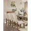Rustique classique 2 pièces chaises de salle à manger rembourrées en tissu beige avec garniture cloutée en bois massif