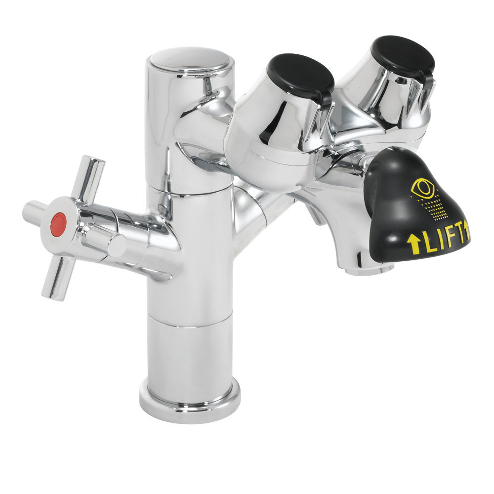 Eyesaver Single Post Laboratory Faucet with Integrated Emergency Eye Wash Speakman Optional Accessories: Without Thermostatic Mixing Valve