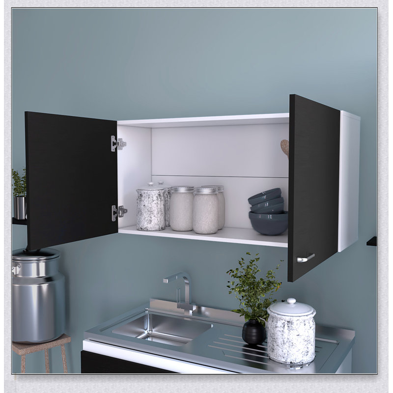 Armoire murale rectangulaire à 2 portes, rangement élégant et fonctionnel pour les maisons modernes avec une finition riche et un design peu encombrant.