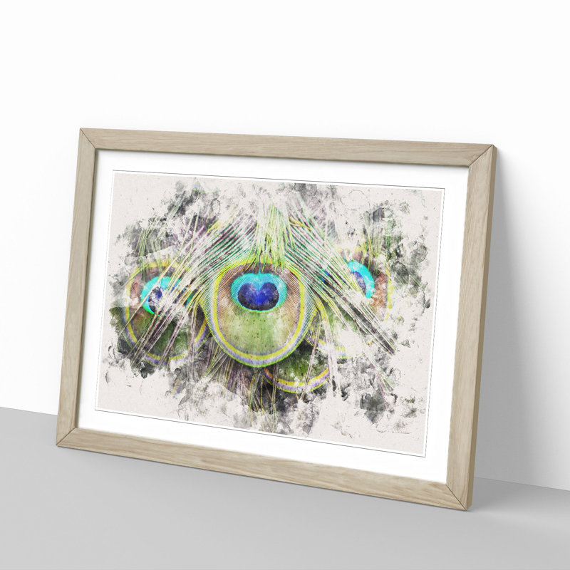 Peacock Feathers - Framed Print, Oak Framed, 62cm H x 87cm W x 2cm D
